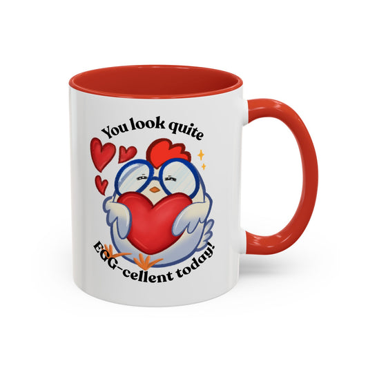 Cute Cartoon Chicken Heart Accent Ceramic Mug