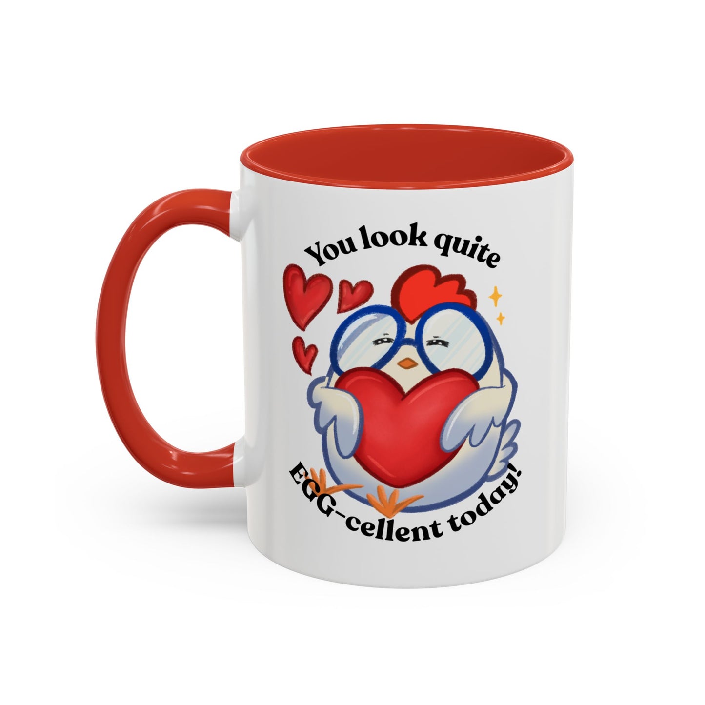 Cute Cartoon Chicken Heart Accent Ceramic Mug