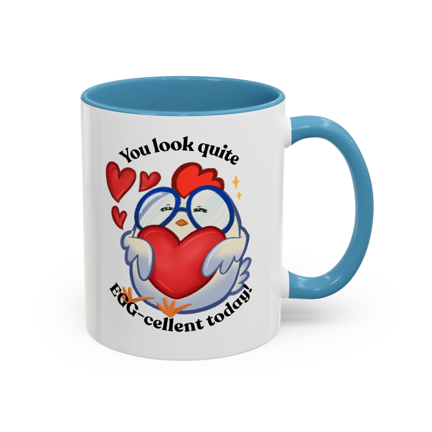 Cute Cartoon Chicken Heart Accent Ceramic Mug