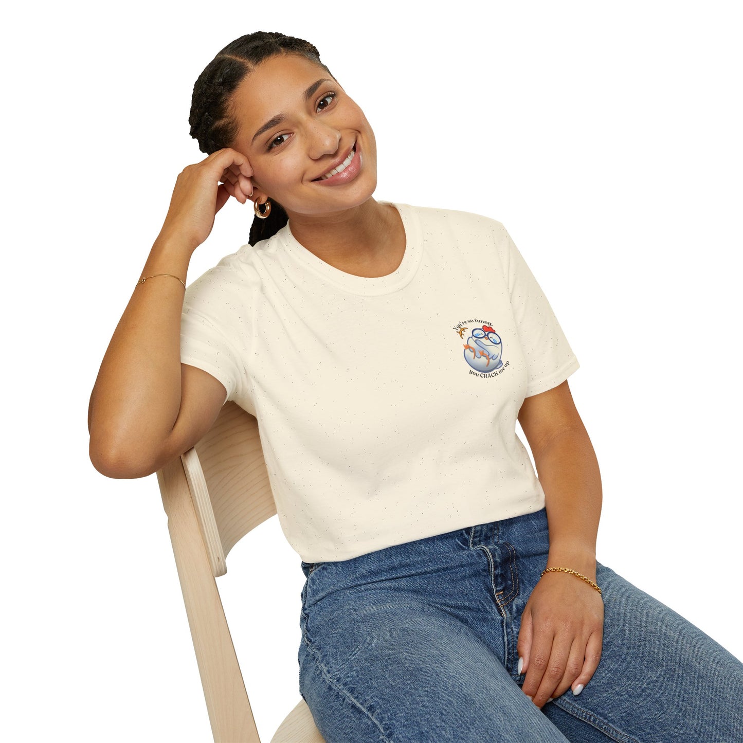 Punny Witty Funny Cute Chicken Laughing Comfortable Cozy Soft Lightweight Cotton Shirt