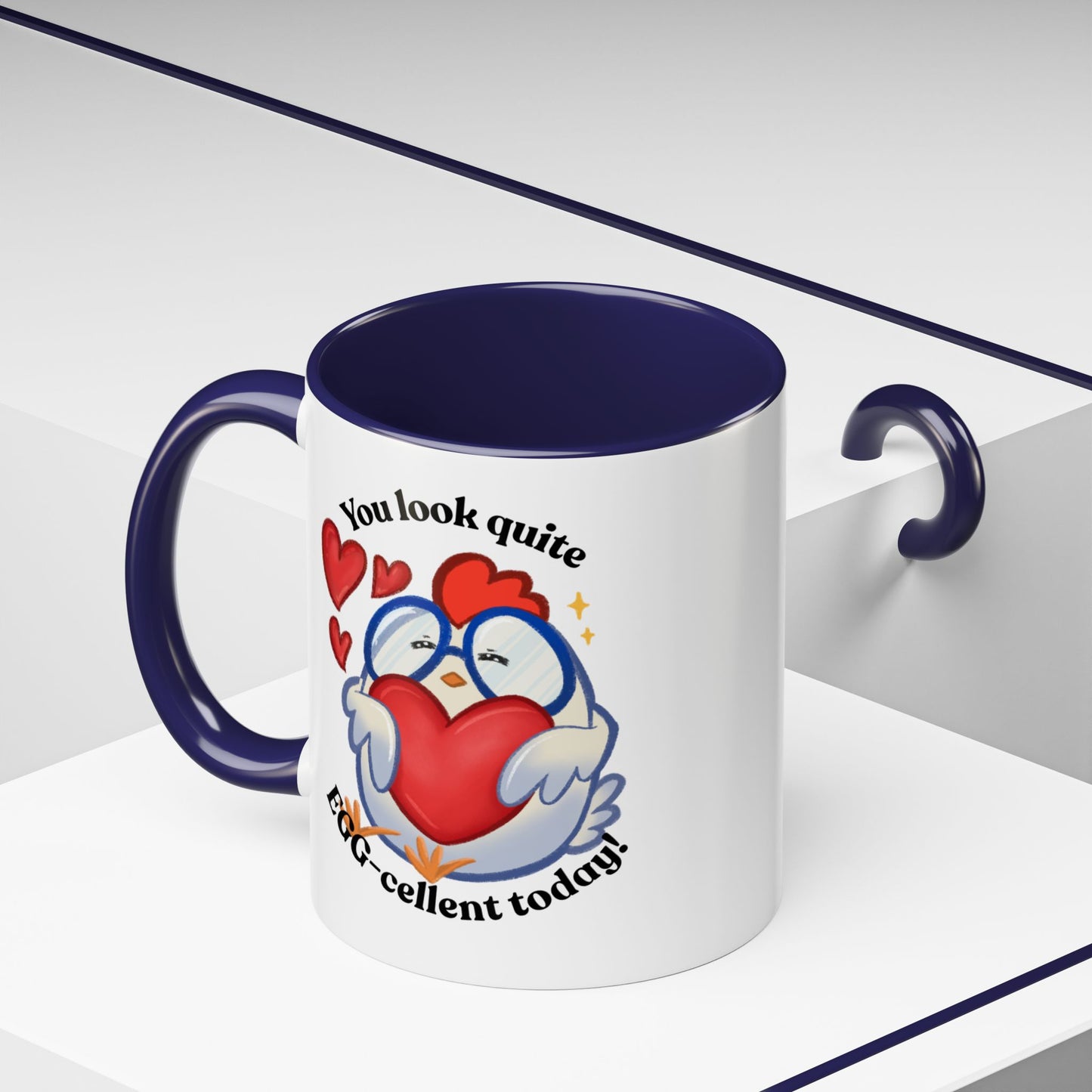Cute Cartoon Chicken Heart Accent Ceramic Mug