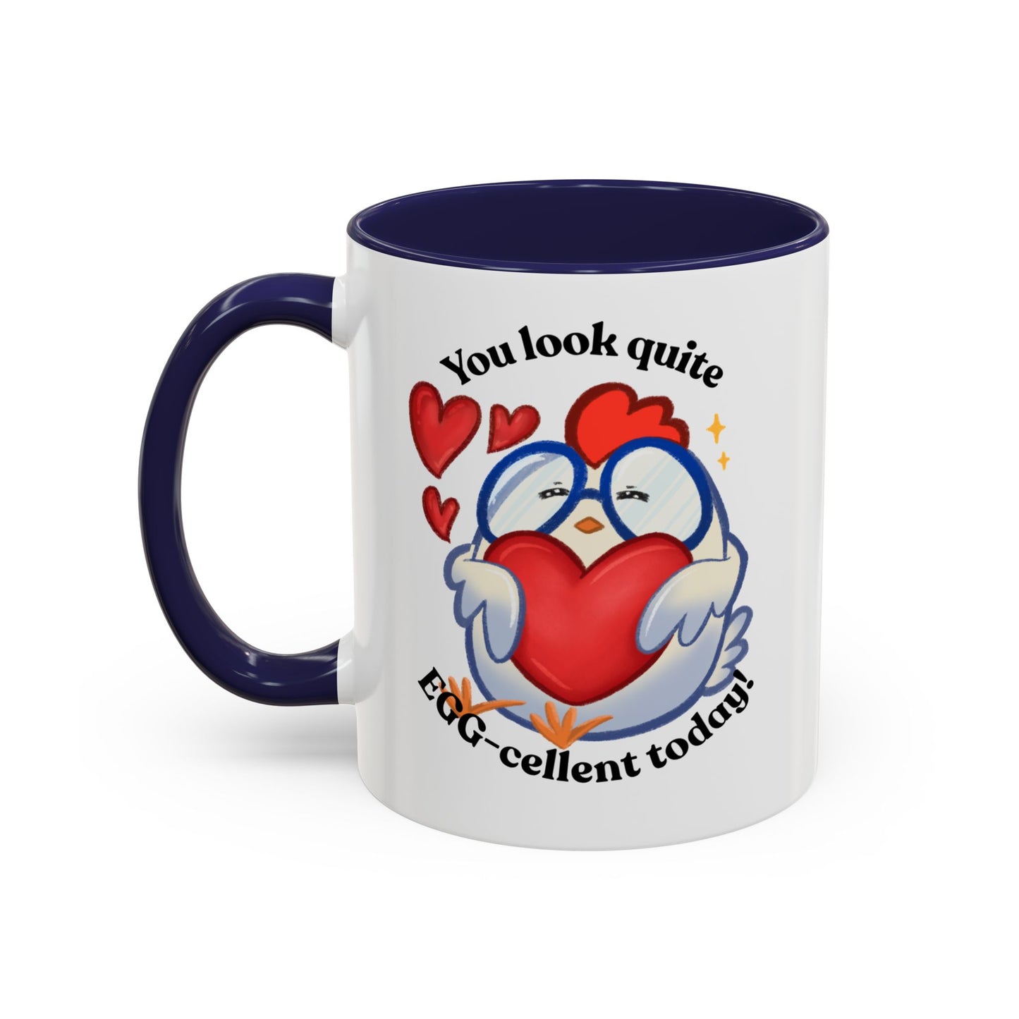 Cute Cartoon Chicken Heart Accent Ceramic Mug