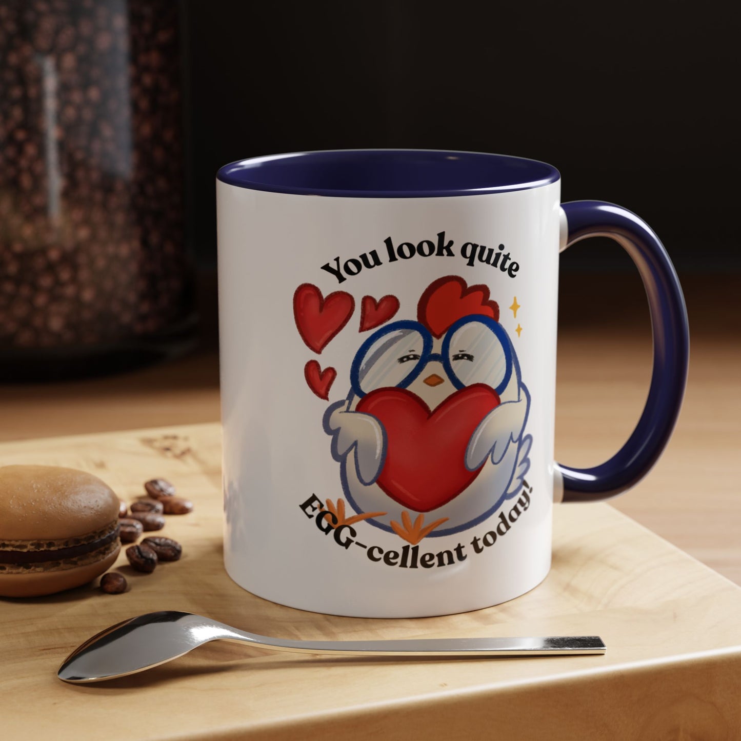 Cute Cartoon Chicken Heart Accent Ceramic Mug