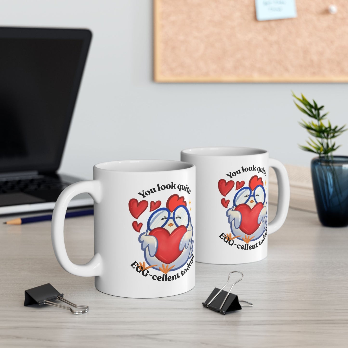 Cute Cartoon Chicken Heart Ceramic Mug