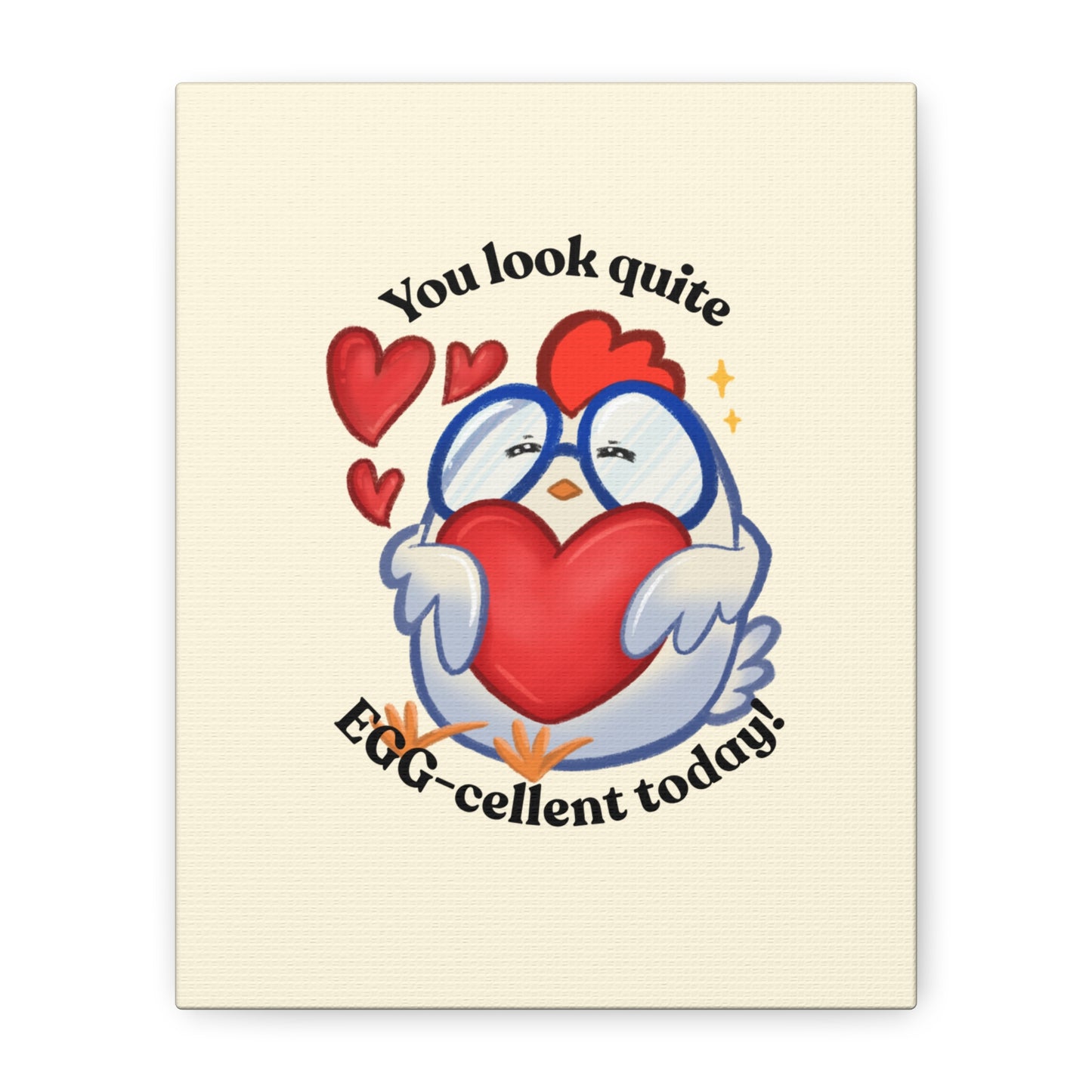 Sweet Cute Cartoon Chicken Heart Canvas