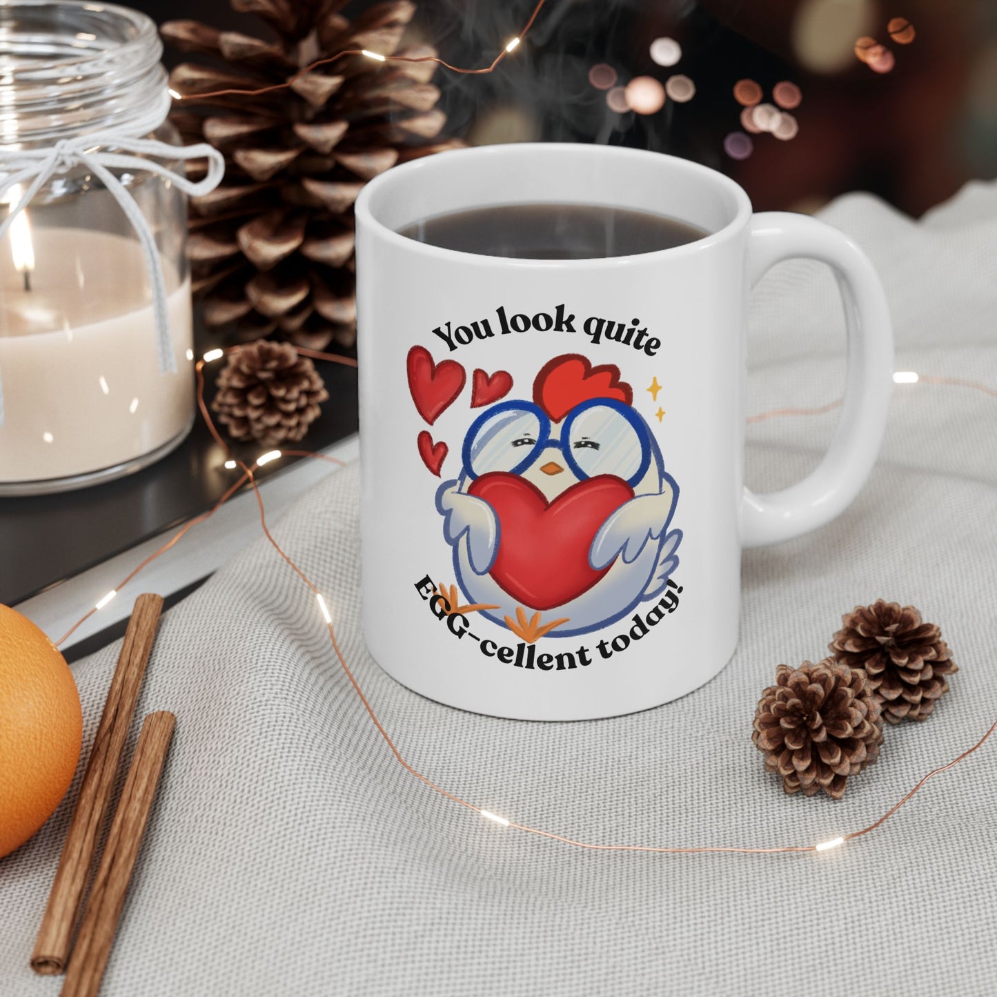 Cute Cartoon Chicken Heart Ceramic Mug