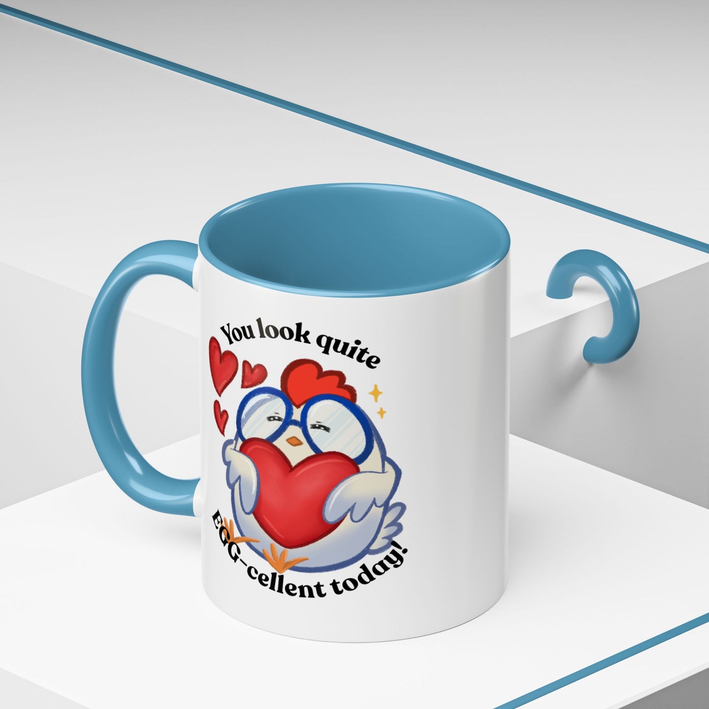 Cute Cartoon Chicken Heart Accent Ceramic Mug