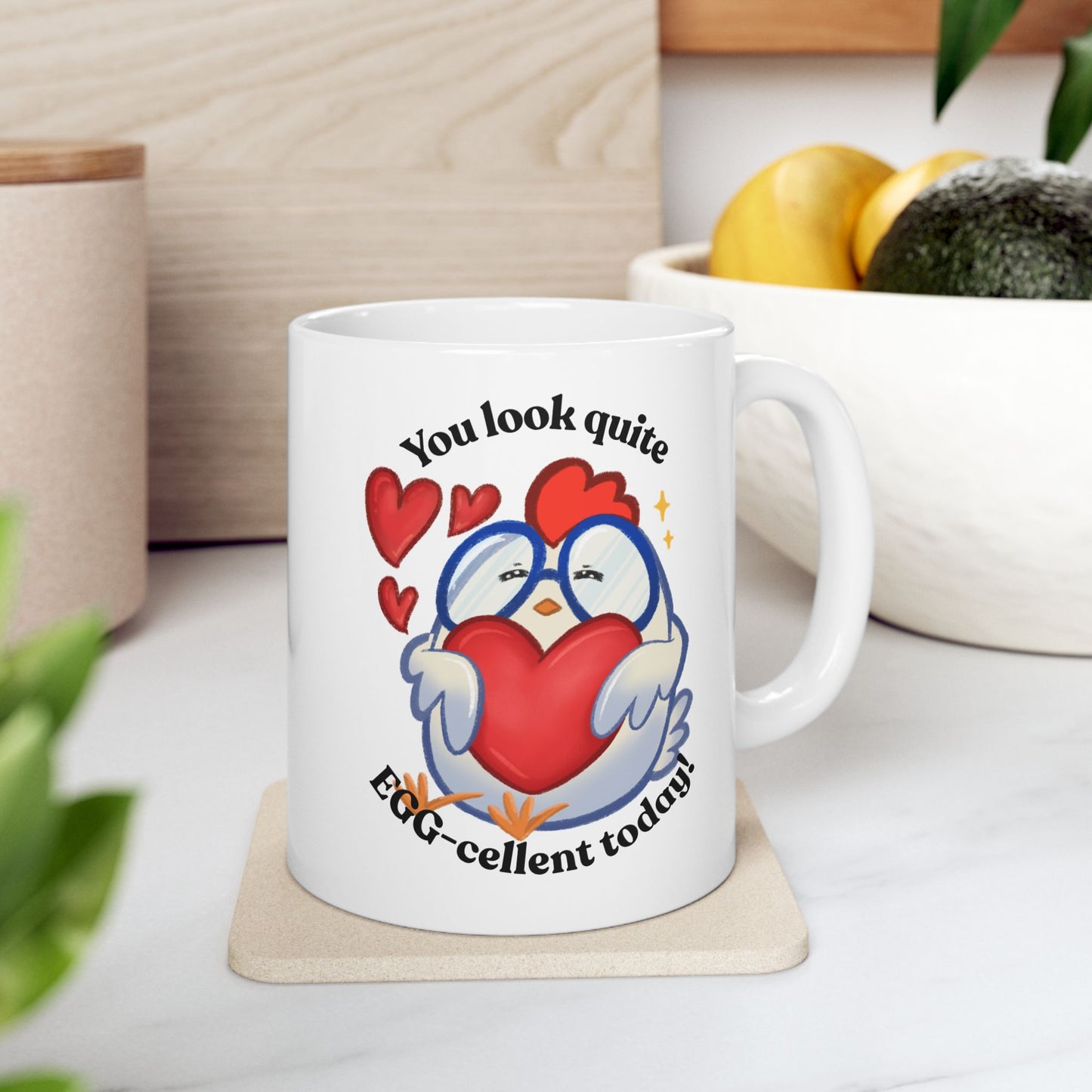 Cute Cartoon Chicken Heart Ceramic Mug