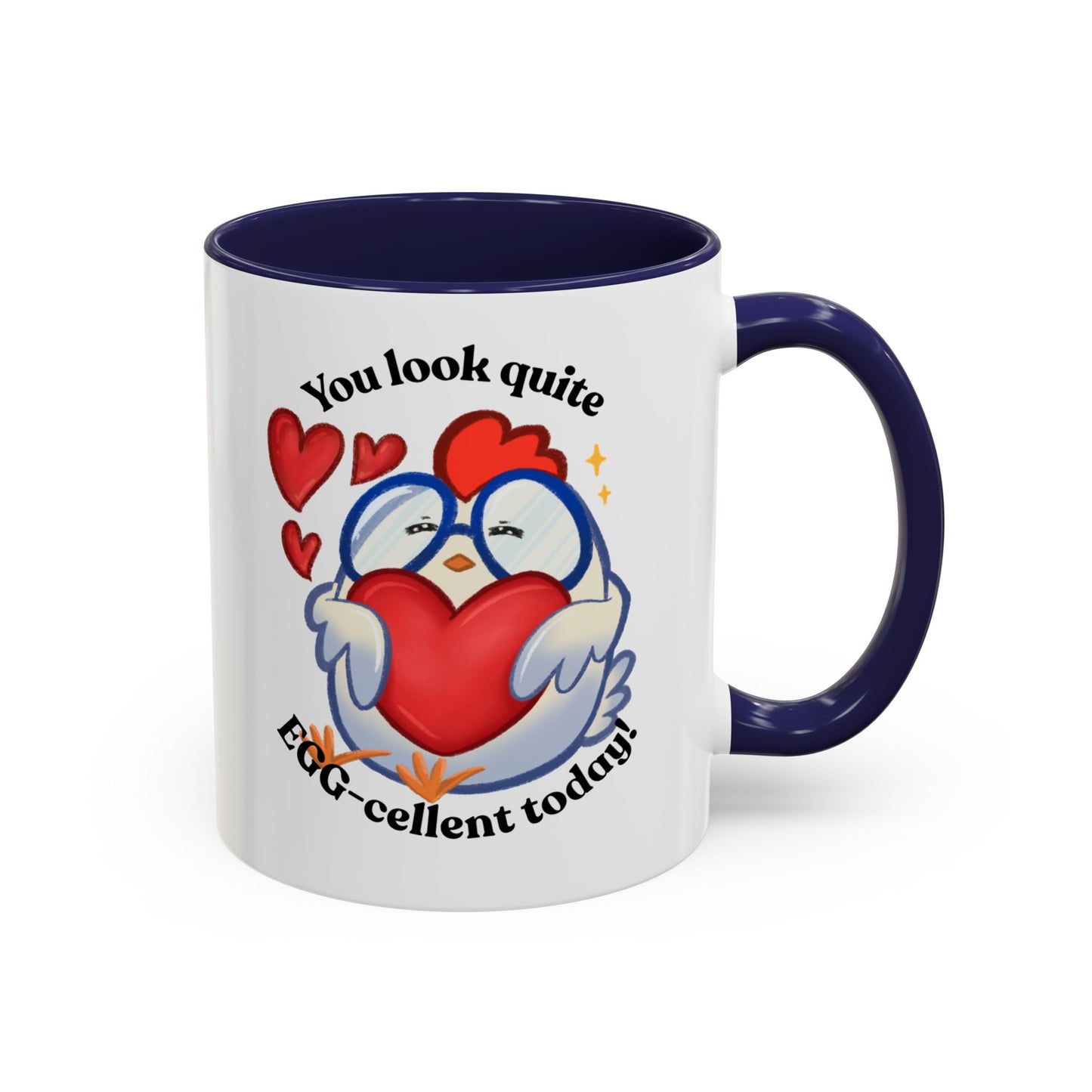 Cute Cartoon Chicken Heart Accent Ceramic Mug