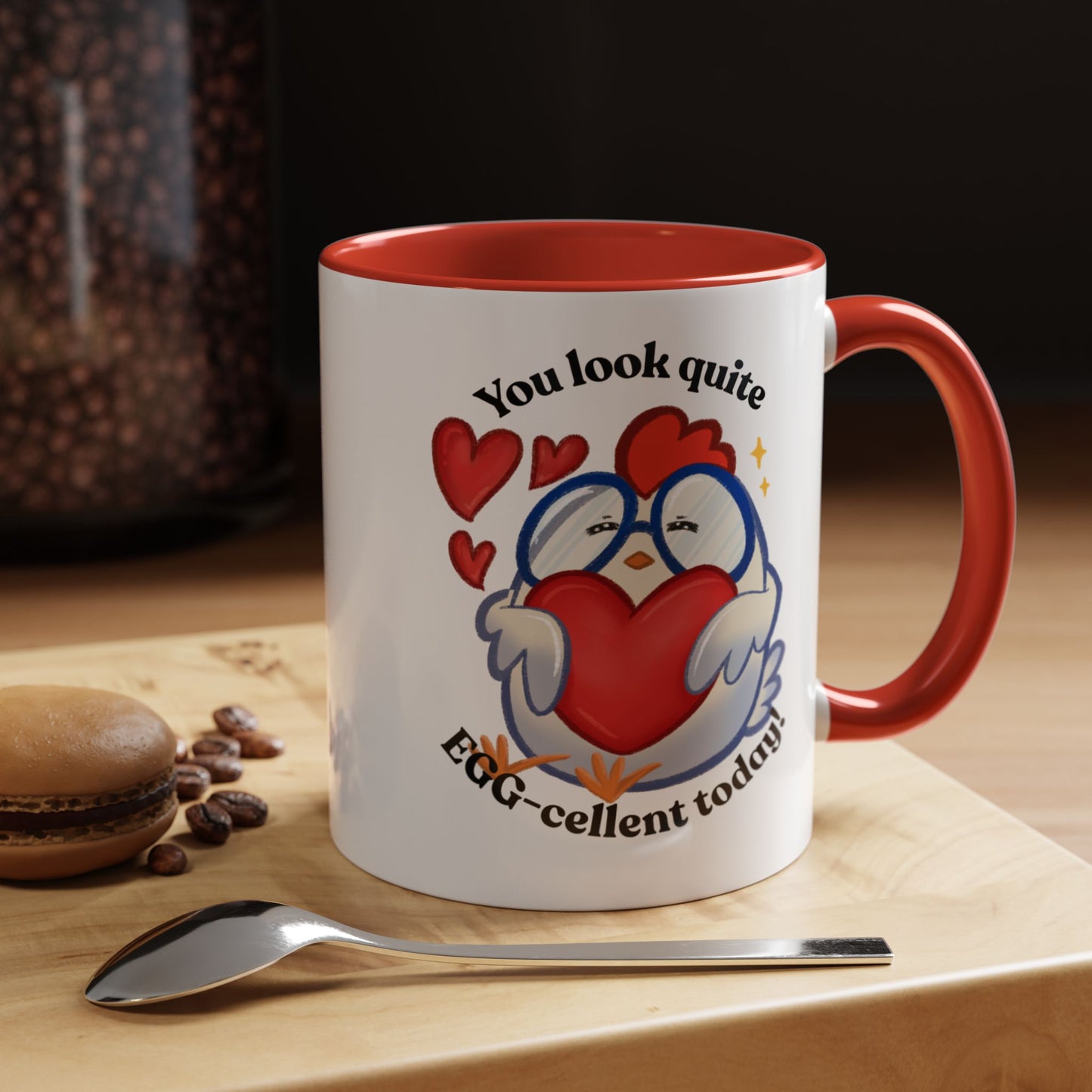 Cute Cartoon Chicken Heart Accent Ceramic Mug