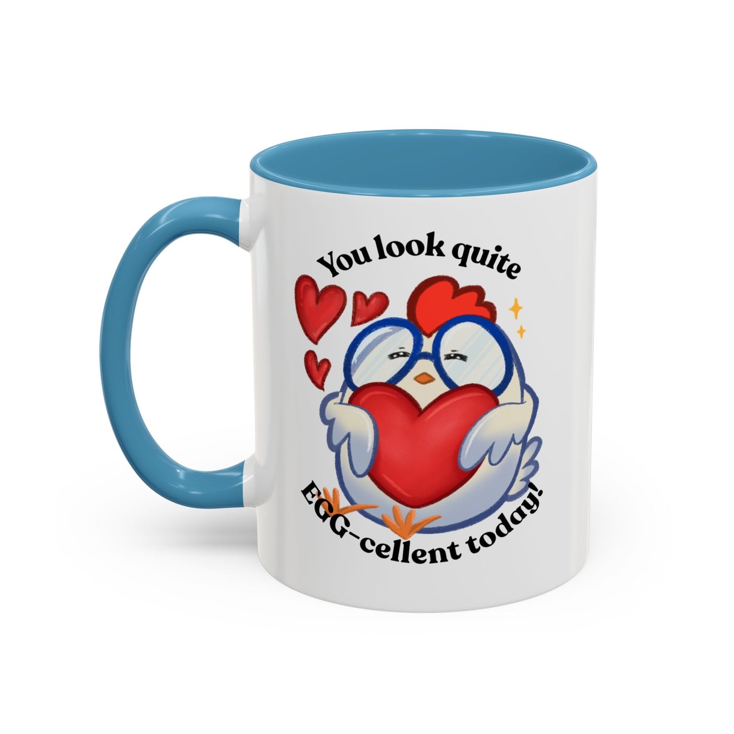Cute Cartoon Chicken Heart Accent Ceramic Mug