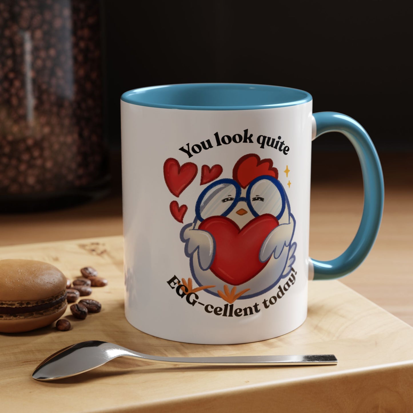 Cute Cartoon Chicken Heart Accent Ceramic Mug