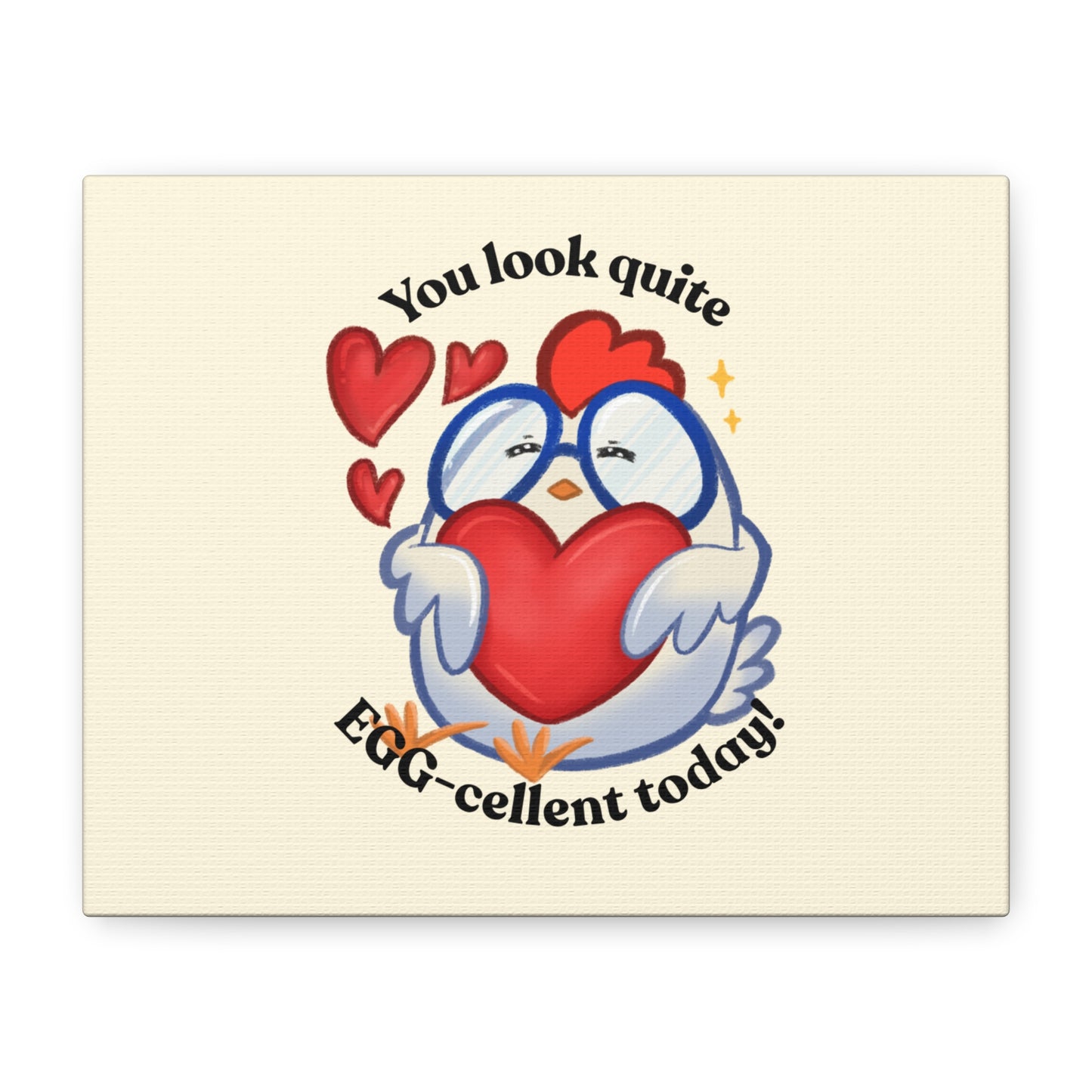 Sweet Cute Cartoon Chicken Heart Canvas